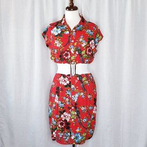 City Streets Short Sleeve Button Front Shirt Dress